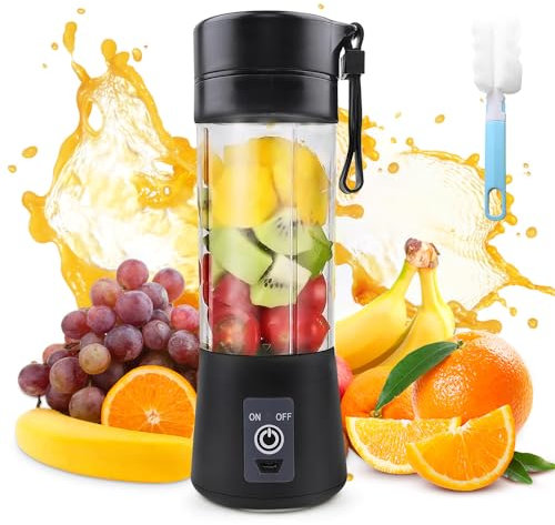 mizikuu Tragbarer Mixer, 380 ml Smoothie Maker Mini Standmixer usb Blender Smoothie Mixe mit 6 Klingen Ice Crusher für Reisen von Outdoor-Sportarten zu Hause