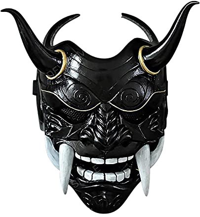 Changtai Japanischer Samurai Oni Maske Cosplay Prajna Maske Dämonen Gesichtsabdeckung Ghostface Horror Maske Halloween Deko Kostüm Masken Geschenke für Erwachsene und Kinder