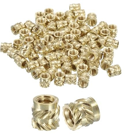 Sourcing Map Knurled Insert Nuts, 100pcs M2 x 3mm L x 3mm OD 3D Printing Brass Female Threaded Inserts Heat Set Embedment