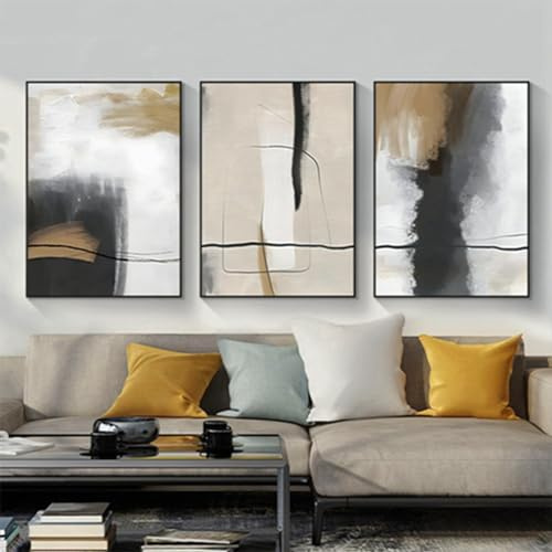 Moderne Abstrakt Kunst Wandbilder Aesthetic Blumen und Pflanzen Bilder Boho Deko Bilder Bohemian Strand Poster Set,Ohne Rahmen (Poster-03,60x90cm*3Pcs)