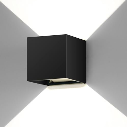 ledmo Wandleuchten Innen/Aussen 4000K Neutral Weiß 20W Wandlampe Auf und ab Einstellbarer Lichtstrahl 2000LM LED Außenleuchten Schwarz IP65 Wasserdichte