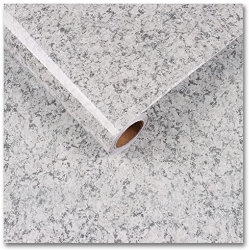 CRE8TIVE Grey Granite Wallpaper Glossy Self Adhesive Wallpaper Marble Vinyl Wrap Contact Paper Self Adhesive Kitchen Waterproof Worktop Vinyl Covering Cabinet Bathroom Countertop 30cm x 200cm