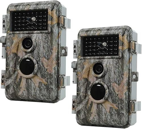 Folgtek 2tlg. Wildkamera Jagd Cam 48MP 1296P Wildtierbeobachtungskamera Naturbeobachtungskamera mit Nachtsicht Bewegungsaktivierun Nachtsicht, IP66 Wasserdicht 0.3s Auslösungszeit