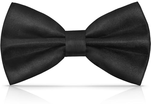 PROPOG Papillon Uomo Nero, Papillon Pre-legati Classico Regolabili in Tinta Unita per Bambini Adulto