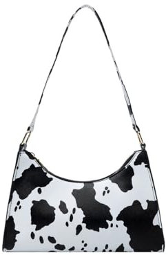 HSAJS Umhängetasche Damen Schultertasche Klein Kuhflecken Muster Crossbody Bag Handtasche Mittelgroß Taschen für Frauen Trendige Hobo Bag Modern