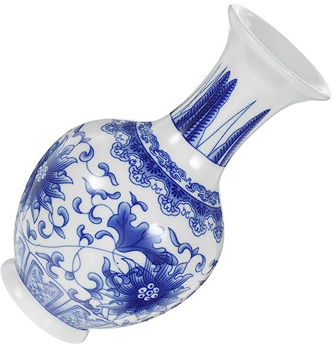 GARVALON Traditionelle Chinesische Keramikvase Elegante Deko-vase Für Trockenblumen Home Office Handgefertigt Hochwertige Porzellan-Dekoration Für Wohnzimmer Und Schlafzimmer