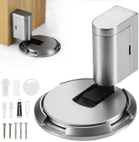 JIZZU Magnetischer Türstopper Selbstklebend Schwer Türhalter, Tür Stopper Ohne Bohren Höhenverstellbarer Türpuffer, Wind-resistant Mechanical Silent Door Stop