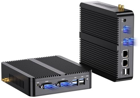 Kinupute Industrie Mini PC, Lüfterloser Desktop Computer 12. Alder Lake-N100, bis zu 3.4GHz, 16G DDR4, 1T NVME SSD, Windows 11 Pro, COM RS232, Dual LAN, 4K@60Hz 2xHDMI/DP, WiFi6, BT5.2, VESA, WOL