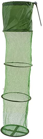 Baxnore Collapsible Fishing Net Cage, Nylon Stainless Steel Fish Net Cage, Scratch Resistant Floating Wire Fishing Basket for Fishing Accessories (Small)