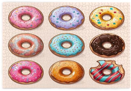 Cartoon-Donut-Puzzles, 1000 Teile, pädagogische, intellektuelle Holzpuzzles, lustige Puzzles, Stressabbau-Puzzles, 75 x 50 cm (L x B)