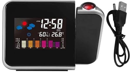 Réveil avec projecteur, projecteur Vista - Horloge numérique avec projecteur rotatif à 180° | Projection de plafond pour chambre à coucher
