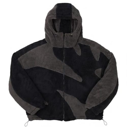 ORANDESIGNE Uomo Felpe Con Cappuccio in Pile Giacca Invernale Teddyfleece Hoodie Giacca in Pile Giubbotto Teddy con Zip Casual Cappotto Termico