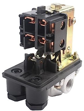 UKCOCO Vertikaler Luftkompressor Druckregler Mit 4-anschlüssen Langlebiger Druckschalter Aus Robustem Material Kompatibel Mit Verschiedenen Pumpen Und Kompressoren Für Einfache Installation