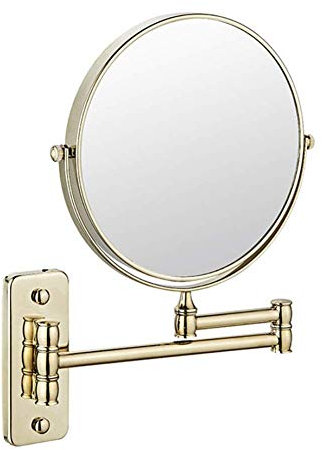 Miroir de Salle de Bain Double Face Extensible et grossissant 3X Miroir de Rasage de Forme Ronde Pliant (Couleur : Or Rose, Taille : 8 Pouces) (Or 8 Pouces)