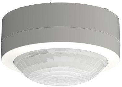 Theben 1030203 PIRA T8 AP Präsenzmelder/Bewegungsmelder PIR 360° 8 m Decke | Aufputz-Montage, 200 W LED, 5 s - 15 min, sensNorm-zertifiziert, permanente Lichtmessung, voreingestellt, 45° Steckklemmen