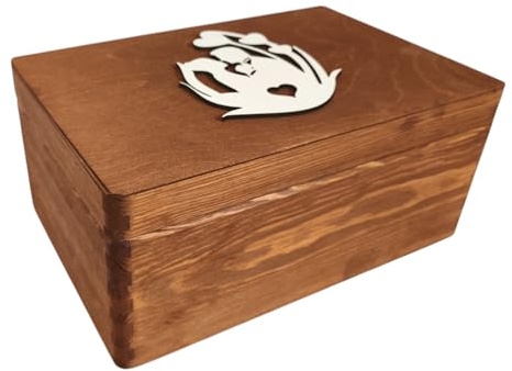 GoodFreshDecor Holzkiste - Holzbox mit Deckel - 30x20x14 cm - Holzbox - Kiefernholz Tannenholz - Braun Liebespaare