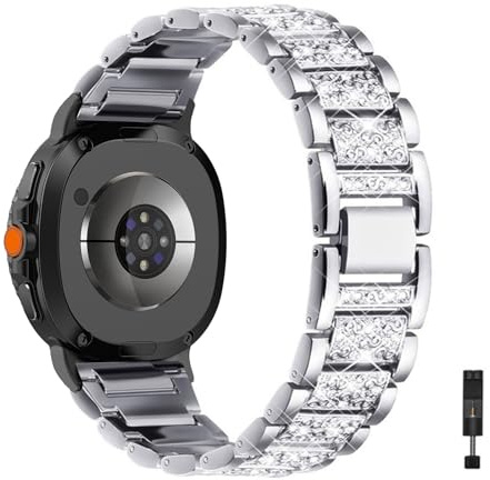 Bling Metall Armbänder Kompatibel mit Samsung Galaxy Watch 8 40MM/44MM Armband, Funkelnd Diamant Metall Verstellbarer Ersatzarmband für Samsung Watch 8 40MM/44MM Uhrenarmband für Herren Damen
