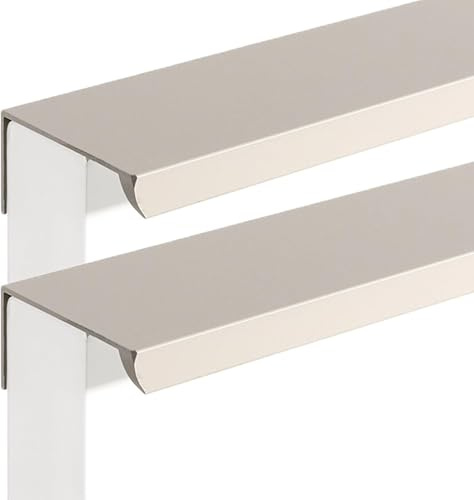2 Stück Finger Rand Ziehen Küche Schrank Griffe Aluminium-Legierung Verdeckte Griff Weiß Garderobe Griffe mit Schrauben für Küche Schrank Schublade Schrank Tür Möbel (Light Grey Length 600mm)