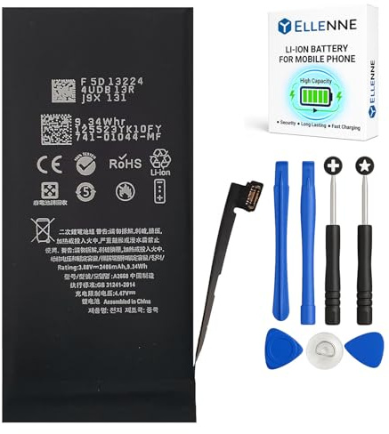 ELLENNE - Batteria per Apple iPhone 13 MINI da 2406mAh con Kit Cacciaviti Incluso