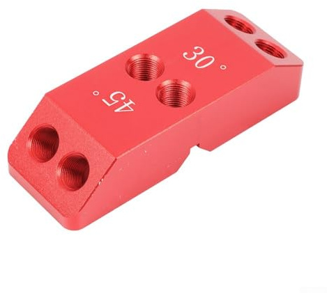 30-90 Degree Angle Drill Angled Straight Hole Guide Jig Drilling Template Block(Red)
