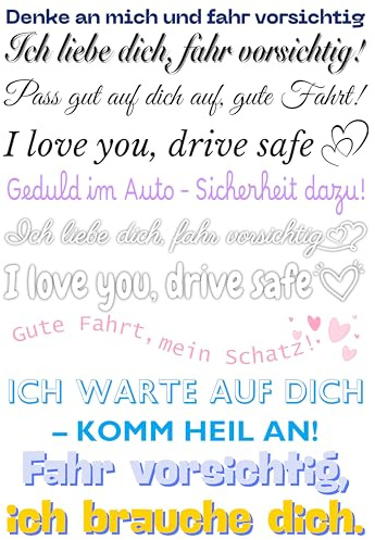 Yezirzax 10 Stück I Love You Drive Safe Aufkleber, Wasserfeste Lustige Aufkleber mit Sprüchen für den Rückspiegel Autofenster