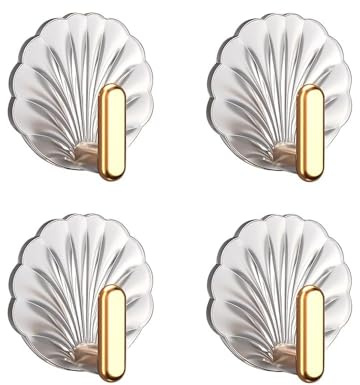XFSRG 4 Stück Selbstklebender Wandhaken Muschelform Bad Haken Klebehaken Handtuchhaken Kleiderhaken Badezimmer Küche