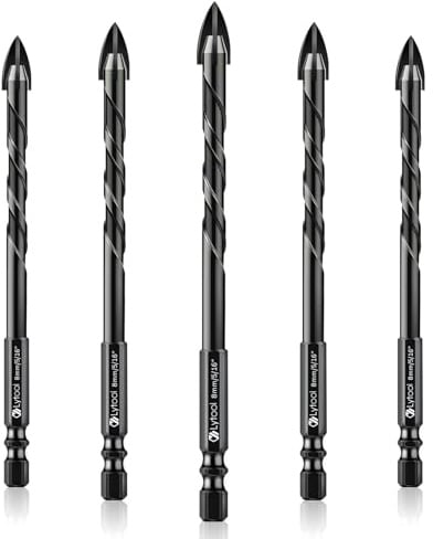 Lytool Mèche à Carrelage 8mm 5 Pièces | Foret à Verre et Céramique - Tige Hexagonale pour Perçage Carreaux