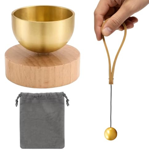 Klangschale Klein, 4-teiliges Set mit Klangschalen, Holzständer, Glocke und Aufbewahrungstasche, Ideal für Meditation und Entspannung