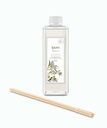ipuro Essentials Nachfüller WHITE LILY Raumduft 500 ml - Refill Raumerfrischer mit Pfirsich, Maiglöckchen, Jasmin, Nelke, weißem Moschus & Zedernholz Duft Aroma - Lufterfrischer Nachfüllflasche