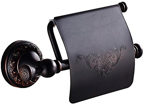 Weare Home Antike Toilettenpapierhalter Schwarz, Öl rubbed Bronze Klorollenhalter,Retro Wandmontag Klopapierhalter mit Deckel