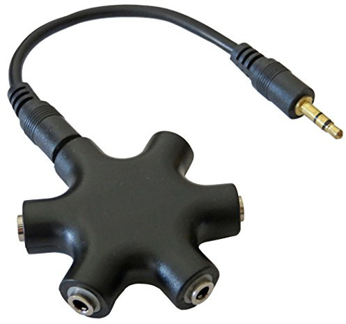 keepdrum ADA067 5-Fach Audio-Verteiler - 3, 5 mm Aux Klinkenverteiler - Miniklinke Stereo Splitter für Smartphones, Laptops und PC in Schwarz