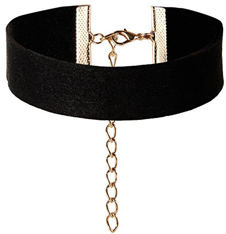 JewelryWe Schmuck Damen Choker Halskette, 25mm Breite Velvet Spitze Choker Tattoo Punk Gothic Halsband, Schwarz
