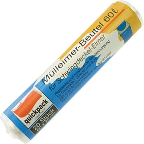 Quickpack 5 x 20 Rollen Müllbeutel 60 Liter Müllbeutel 60 x 70 cm auch für Schwingdeckel