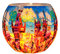 Plaristo Sommer Town 11 cm Glowing Teelichthalter, Glas, Mehrfarbig, 10,5 x 10,5 x 9 cm