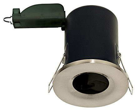 Luceco Fixed Fire Rated GU10 Downlight Supplied Less lamp, Aluminium, GU10, Brushed Steel
