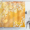 ABAKUHAUS Asiatisch Duschvorhang, Blüten, Stoffliches Gewebe Badezimmerdekorationsset mit Haken, 175 x 200 cm, Ringelblume Creme