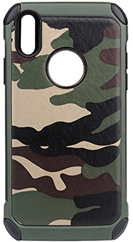 NX Camouflage Case for iPhone XR with Free Ring Stand, Camo Green