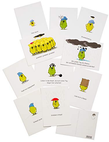 10er Set Postkarten lustig mit Sprüchen und Comic-Motiv Grummelzwerg - Grummelkarten (10er Kollegen/innen (Büro))