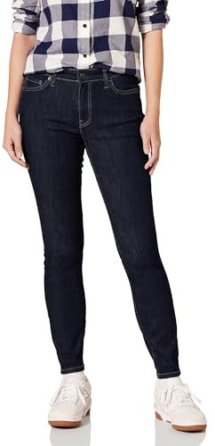 Amazon Essentials Damen Elastische Skinny-Jeans Mit Mittlerer Leibhöhe, Schwarze Spülung, 46 Lang