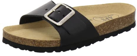 AFS-Schuhe 2112, modische Damen-Pantoletten, hochwertiges, echtes Leder, Made in Germany Größe 41 EU Schwarz (schwarz Glattleder)