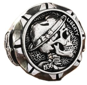CHABER Hobo Nickel Brave Skull Rings Men Mexican Indian Biker Style Coin Ring Gift for Ihn