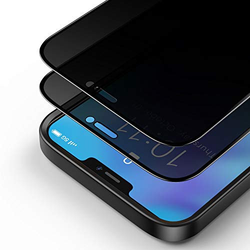 Bewahly Privacy Schutzfolie für iPhone 12 Mini (5,4) [2 Stück], 9H Härte Full Screen Sichtschutz Panzerfolie Blickschutz Displayschutzfolie Anti-Spy Glas Folie mit Positionierhilfe - Schwarz