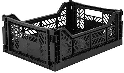 Ay-Kasa Klappkiste Faltkiste Kiste Klappbox Faltbox (Black, medium)