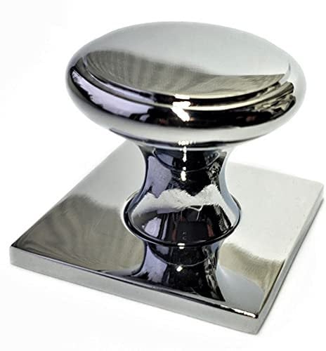 French Furniture Fittings Set of 6 Bordeaux Kitchen Cabinet Knobs with Backplate – Stylish Zinc Handles for Cupboard Doors, Drawers & Wardrobes – Polished Chrome, Antique Pewter & Deep Antique Brass