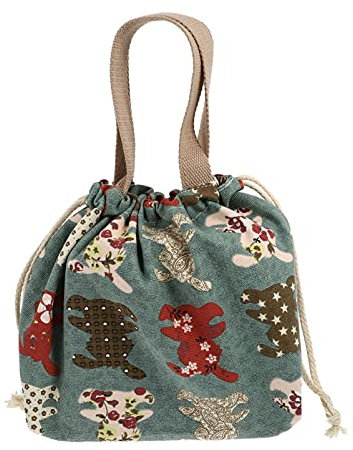 Grün Mittagessen Tasche mit Kordelzug Japanischen Stil Tuch Bento Box Tasche Picknick Tasche Kleinigkeiten Tasche für Outdoor Aktivitäten Reise Business Mittagessen Bento