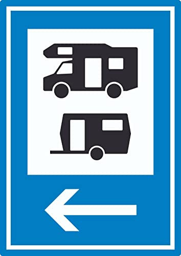 Wohnmobil- und Wohnwagenplatz links Aufkleber A2 (420x594mm)