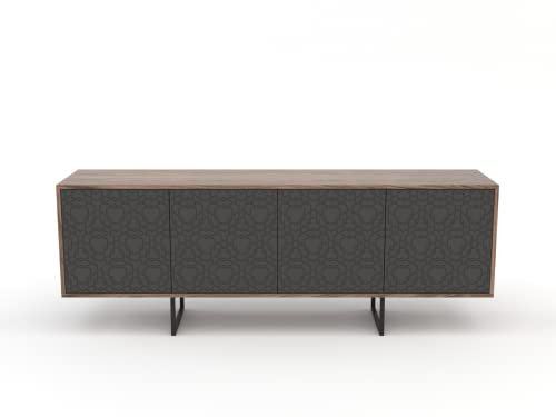 Mayaadi Home Kommode Wohnzimmer Wohnzimmerschrank Sideboard Stauraum Ablagefläche Highboard Regal Anrichte Esszimmer Schlafzimmer ABATO-FX-O Walnuss