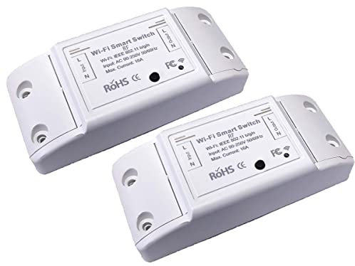 LEDLUX SH101WR, 2 interruptores inteligentes WiFi + RF, Smart Switch, compatible con Alexa Google Home (WIFI + RF 10A)