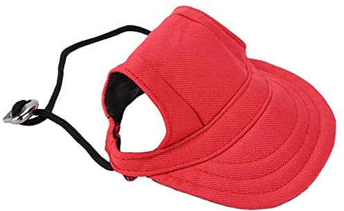 cersalt Sporthut für Haustiere, Sonnenschutz, Hunde-Baseballmütze, niedlich, langlebig, mit Ohrlöchern für kleine Hunde für den Außenbereich(rot, S)