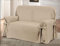 HomeLife Sofabezug für 2-Sitzer, Baumwolle mit Bindebändern, 2-Sitzer-Sofaüberwurf mit Armlehnen, einfarbig, beige zum Schutz vor Staub, Flecken und Abnutzung